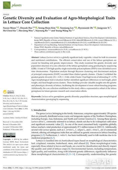국제 학술지 Plants(IF 4.1) 게재 논문 표지