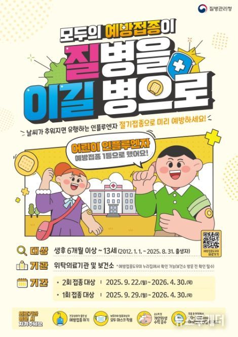 2025-2026 절기 인플루엔자 무료 예방접종 포스터