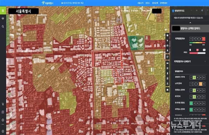S-Map 방범예측지수 서비스 화면
