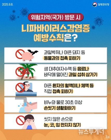 니파바이러스 감염 예방수칙 준수