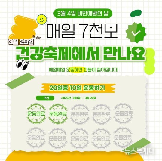 연수구, 3월 비만예방의 날 맞아 ‘스탬프 챌린지’ 운영